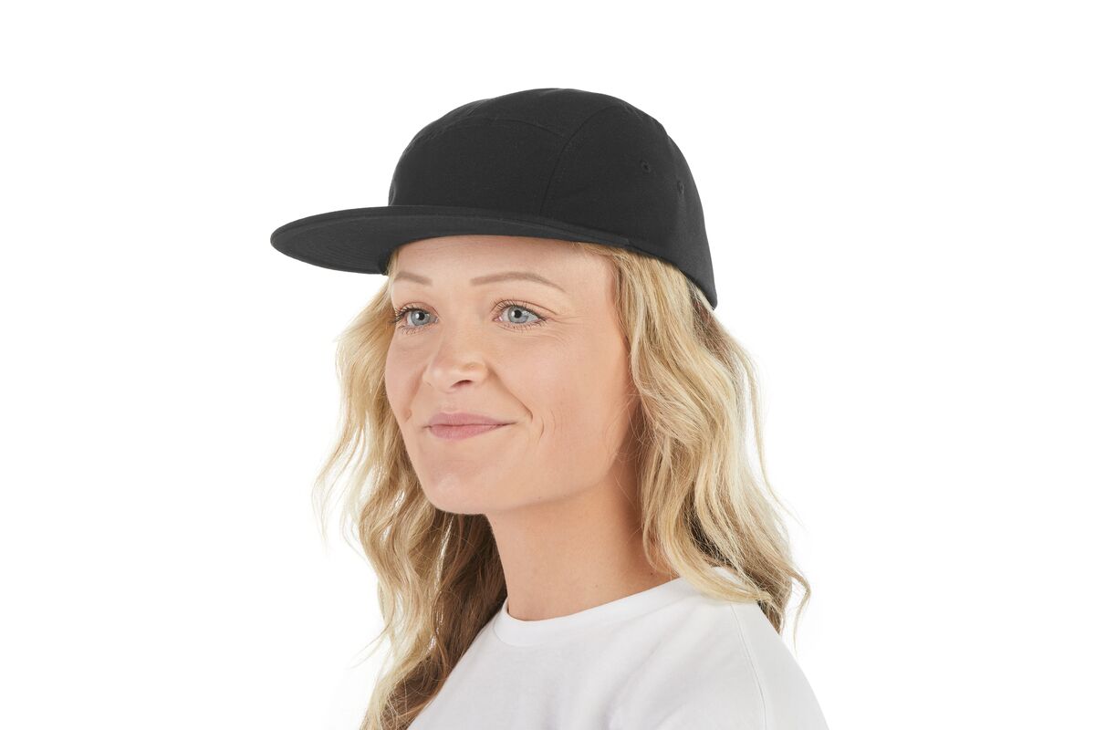 recycled-poly-flat-brim-5-panel-hat-k1 WebPDP-HAT003002_Recycled_Poly_Flat_Brim_5Panel_Hat_Black_Studio_Harper_Studios_0723_Front_2__HAT003002OS.jpg