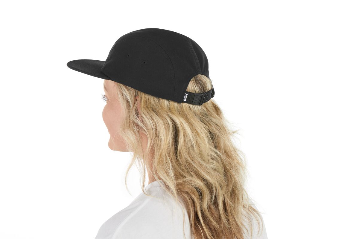 recycled-poly-flat-brim-5-panel-hat-k1 WebPDP-HAT003002_Recycled_Poly_Flat_Brim_5Panel_Hat_Black_Studio_Harper_Studios_0723_Side_2__HAT003002OS.jpg